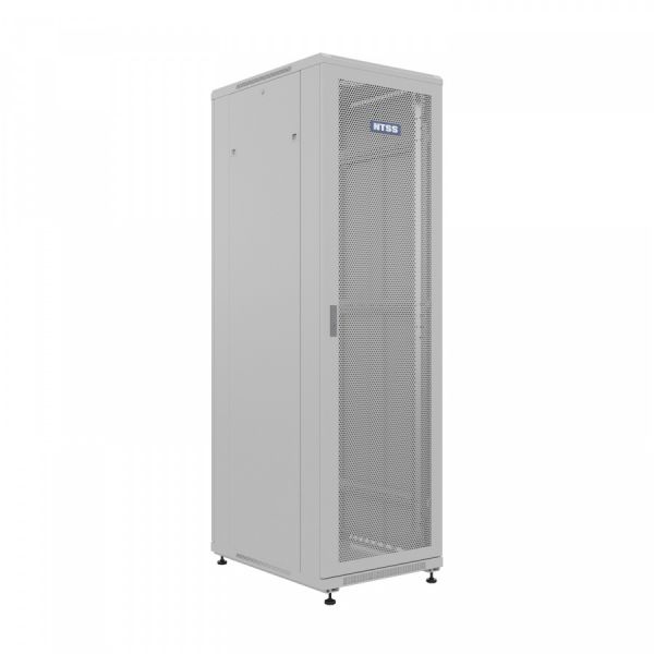 Шкаф напольный универсальный серверный NTSS R 18U 600х800мм, 4 профиля 19, двери перфорированная и перфорированная, боковые стенки съемные, регулируемые опоры, разобранный, серый RAL 7035