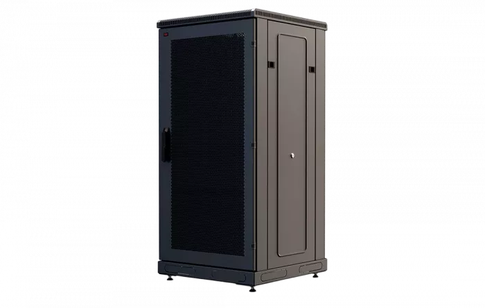 Шкаф телекоммуникационный напольный 19", 24U(600x600), ШТ-НП-М-24U-600-600-П-Ч, передняя дверь перфорация, черный ССД