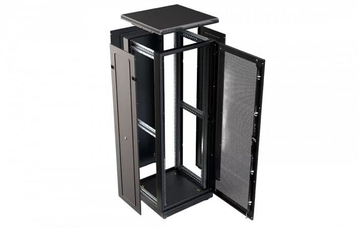Шкаф телекоммуникационный напольный 19", 33U(600x800), ШТ-НП-М-33U-600-800-П-Ч, передняя дверь перфорация, черный ССД
