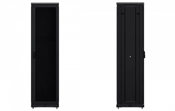 Шкаф телекоммуникационный напольный 19", 47U (600x600), ШТ-НП-М-47U-600-600-П-Ч, передняя дверь перфорация, черный ССД