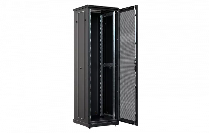 Шкаф телекоммуникационный напольный 19", 42U(600x600), ШТ-НП-М-42U-600-600-П-Ч, передняя дверь перфорация, черный ССД