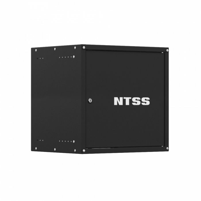 Шкаф настенный телекоммуникационный NTSS LIME 12U 550х450х635мм, 2 профиля 19, дверь сплошная металл, боковые стенки несъемные, разобранный, черный RAL 9005