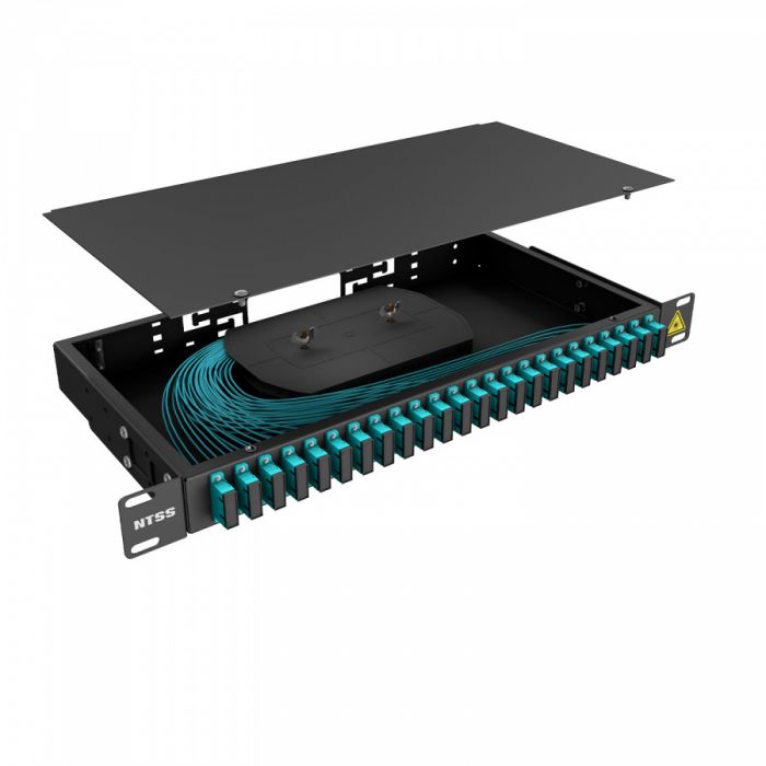Кросс 19" NTSS PREMIUM, предсобранный 1U, 24 порта SC/UPC duplex, 50/125 мкм OM3, черный