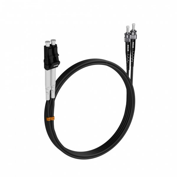Шнур оптический NTSS PREMIUM dpc LC/UPC-ST/UPC 9/125 3.0мм 1м черный LSZH (патч-корд)