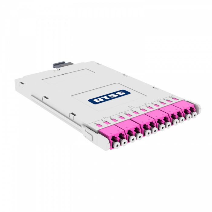 Кассета slim кроссовая RRDC 1 разъем MTP/UPC (male) 50/125 OМ4, на 12 LC/UPС (6 DLC/UPC), полярность А, серый