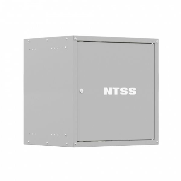 Шкаф настенный телекоммуникационный NTSS LIME 9U 550х600х500мм, 2 профиля 19, дверь сплошная металл, боковые стенки несъемные, разобранный, серый RAL 7035