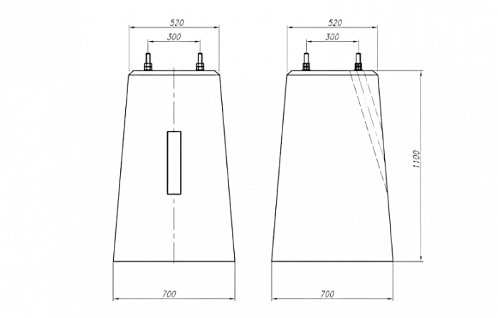 Фундамент типа II для светофоров с наклонной лестницей ФС 110х70 13238-00-00