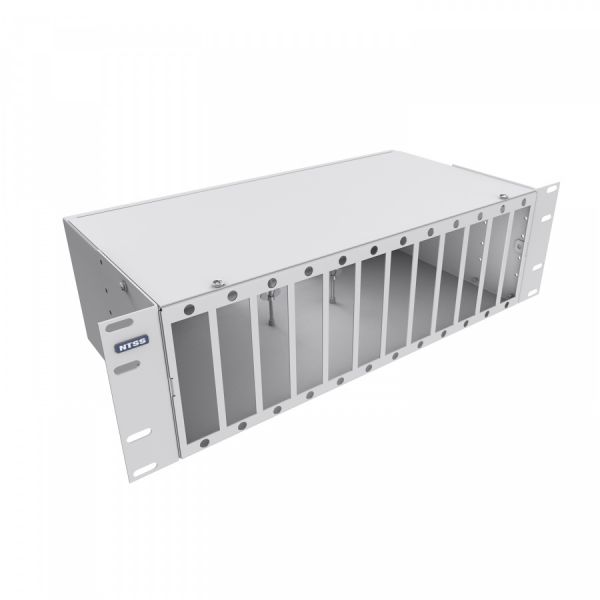 Кросс NTSS оптический 19'' укомплектованный 3U, 64 порта SC/UPC, 50/125 мкм ОМ4 (планки, сплайс-кассета 2шт, пигтейлы, КДЗС, адаптеры) серый RAL 7035