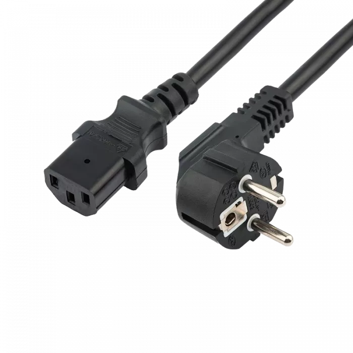 11-1138 REXANT Шнур сетевой, вилка угловая СЕЕ 7/7(Schuko) - разъем IEC 320 C13, кабель 3x1,5 мм², длина 1,5 метра, черный (PVC пакет)