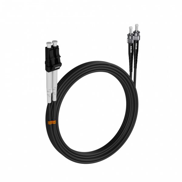Шнур оптический NTSS dpc LC/UPC-ST/UPC 62.5/125 3.0мм 15м черный LSZH (патч-корд)