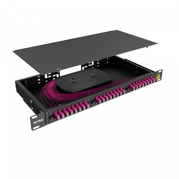Кросс 19" NTSS PREMIUM, предсобранный 1U, 16 портов LC/UPC duplex, 50/125 мкм OM4, черный