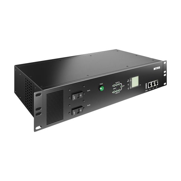 Автомат включения резерва STS 2U, 230В, 16А, 2 гидр. авт., вход 2(C20) с фикс., выход 8(С13) с фикс., 1(C19) с фикс.,  встроенный контроллер (Metered)