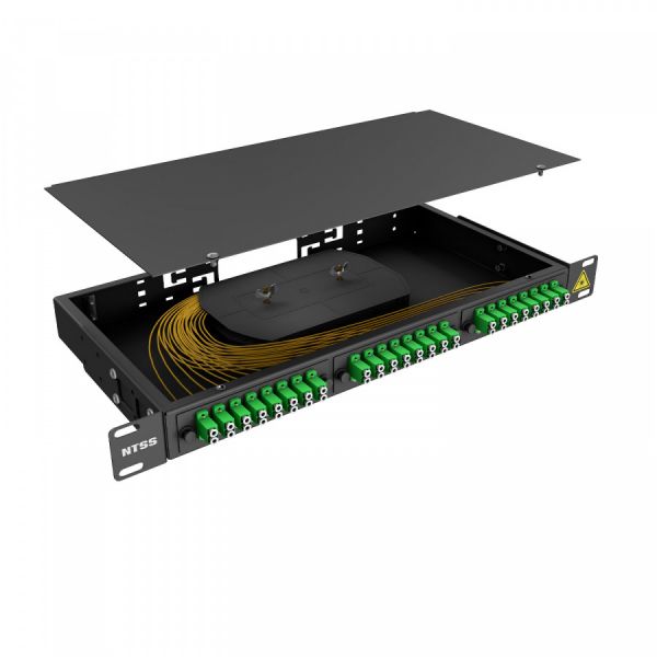 Кросс 19" NTSS PREMIUM, предсобранный 1U, 24 порта LC/APC duplex, 9/125 мкм, черный