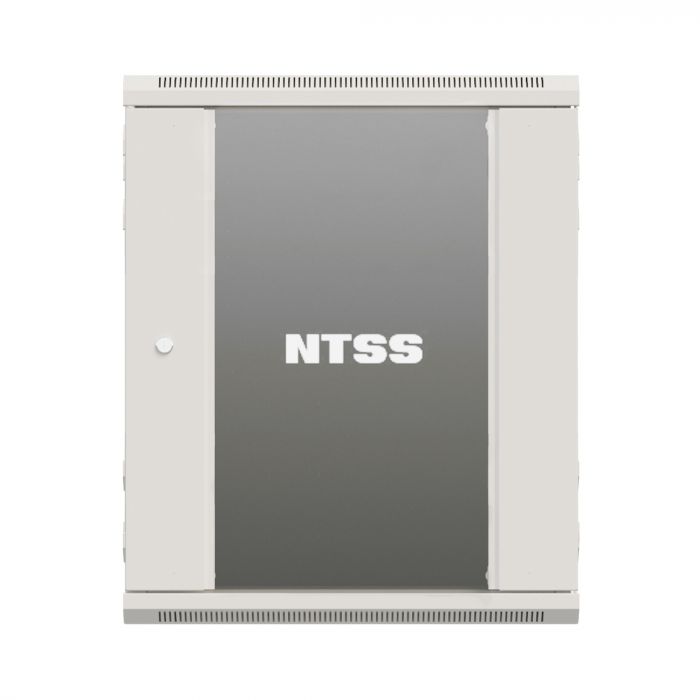 Шкаф настенный телекоммуникационный NTSS W 18U 600х450х964мм, 2 профиля 19, дверь стеклянная, боковые стенки съемные, задняя стенка, разобранный, серый RAL 7035