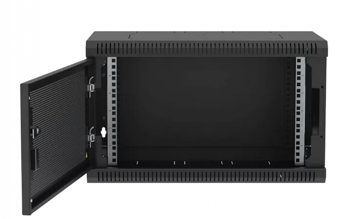 Шкаф телекоммуникационный настенный разборный черный 19”,6U(600x350), ШТ-НСр-6U-600-350-П-Ч дверь перфорированная ССД