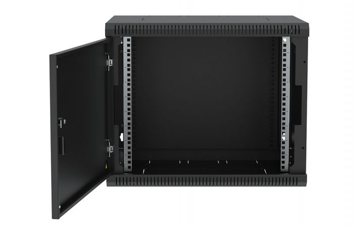 Шкаф телекоммуникационный настенный разборный черный 19”,9U(600x350), ШТ-НСр-9U-600-350-М-Ч дверь металл ССД