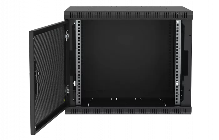 Шкаф телекоммуникационный настенный разборный черный 19”,9U(600x350), ШТ-НСр-9U-600-350-П-Ч дверь перфорированная ССД