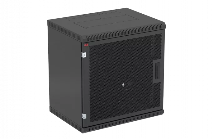 Шкаф телекоммуникационный настенный разборный черный 19”,12U(600x350), ШТ-НСр-12U-600-350-П-Ч дверь перфорированная ССД