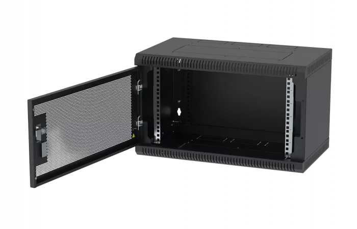 Шкаф телекоммуникационный настенный разборный черный 19”,6U(600x350), ШТ-НСр-6U-600-350-П-Ч дверь перфорированная ССД