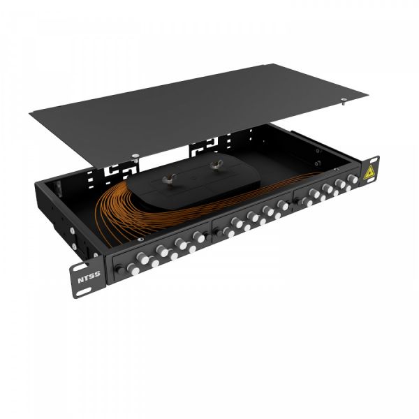 Кросс 19" NTSS PREMIUM, предсобранный 1U, 12 портов FC/UPC, 62.5/125 мкм, черный