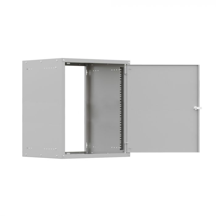 Шкаф настенный телекоммуникационный NTSS LIME 18U 550х450х900мм, 2 профиля 19, дверь сплошная металл, боковые стенки несъемные, разобранный, серый RAL 7035
