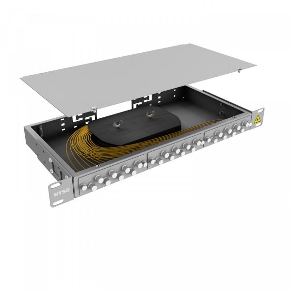 Кросс 19" NTSS PREMIUM, предсобранный 1U, 16 портов FC/UPC, 9/125 мкм (планки, сплайс-кассета, пигтейлы, КДЗС, адаптеры)