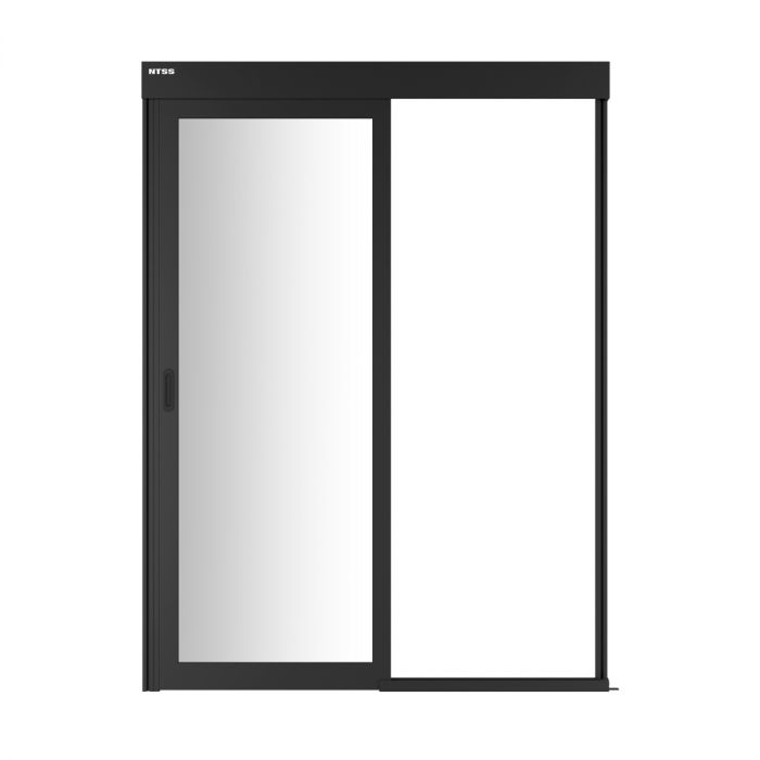 Дверной блок системы изоляции NTSS 42U, с одной механической дверью, стекло, для коридора без левого ряда шириной 800 мм, RAL 9005 чёрный