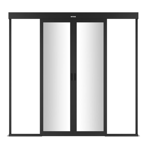 Дверной блок системы изоляции NTSS 42U, с двумя механическими дверями, 48U, стекло, для коридора шириной 1200 мм, RAL 9005 чёрный