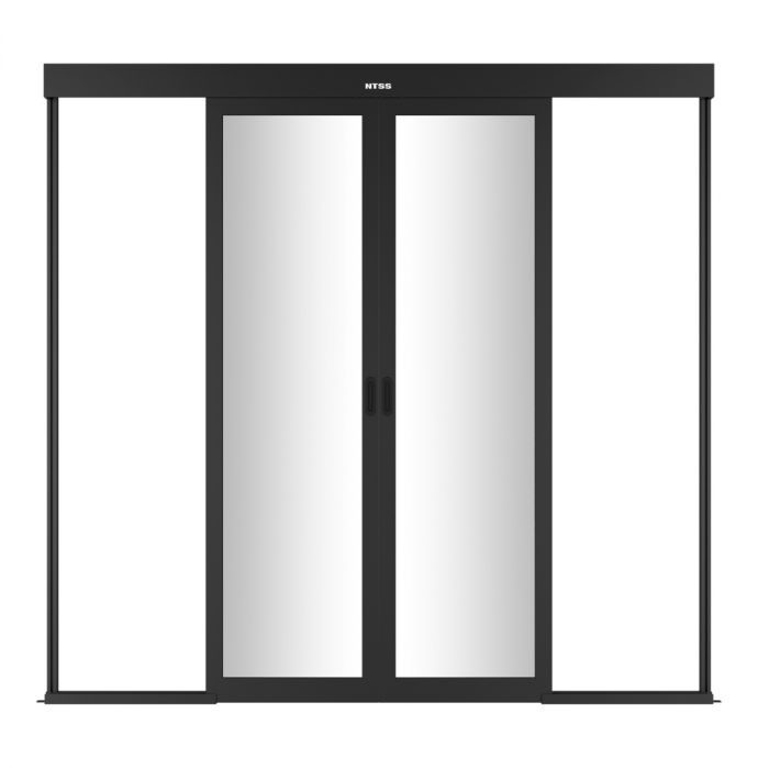 Дверной блок системы изоляции NTSS 42U, с двумя механическими дверями, 48U, стекло, для коридора шириной 1200 мм, RAL 9005 чёрный