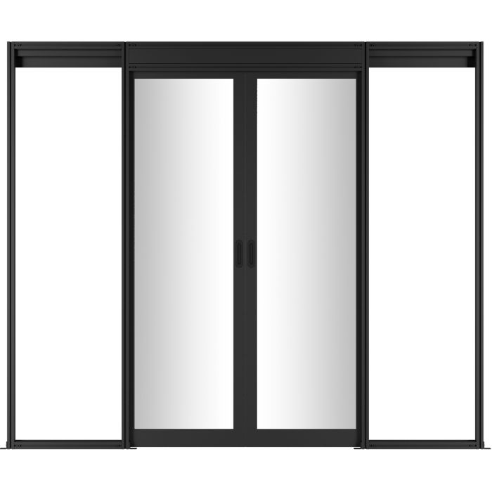 Дверной блок системы изоляции NTSS 42U, с двумя механическими дверями, стекло, для коридора шириной 1200 мм, RAL 9005 чёрный