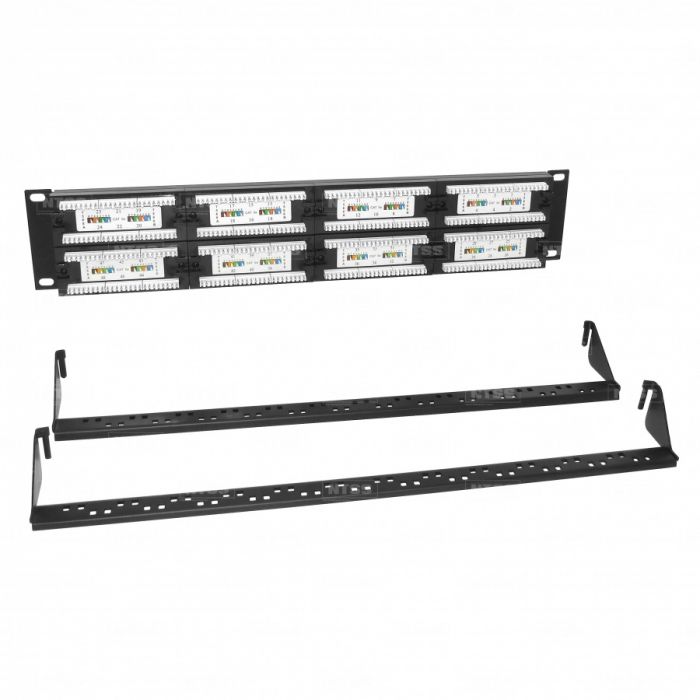 Патч-панель NTSS PREMIUM UTP, 19", 48 портов RJ45, cat.5е, 2U, Dual IDC с органайзером