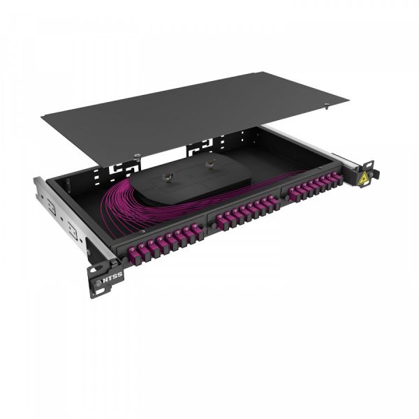 Кросс 19" NTSS PREMIUM выдвижной, предсобранный 1U, 16 портов SC/UPC, 50/125 мкм OM4, черный