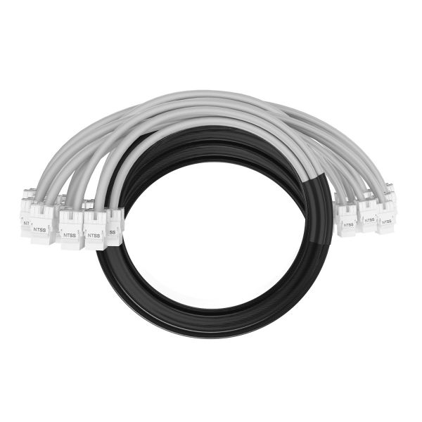 Кабельная сборка NTSS PREMIUM 12pc, UTP CAT6A, оконцована разъемами KEYSTONE RJ45 UTP CAT6A, заделка в чулке, вывод 0.6м, длина 22м, LSZH, серый