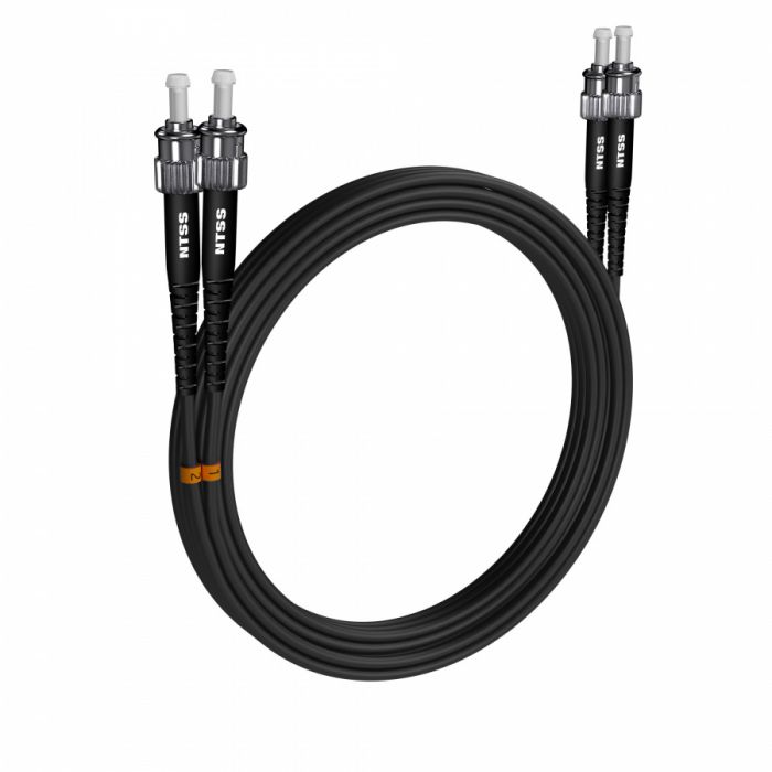 Шнур оптический NTSS PREMIUM dpc ST/UPC-ST/UPC 9/125 2.0мм 15м черный LSZH (патч-корд)