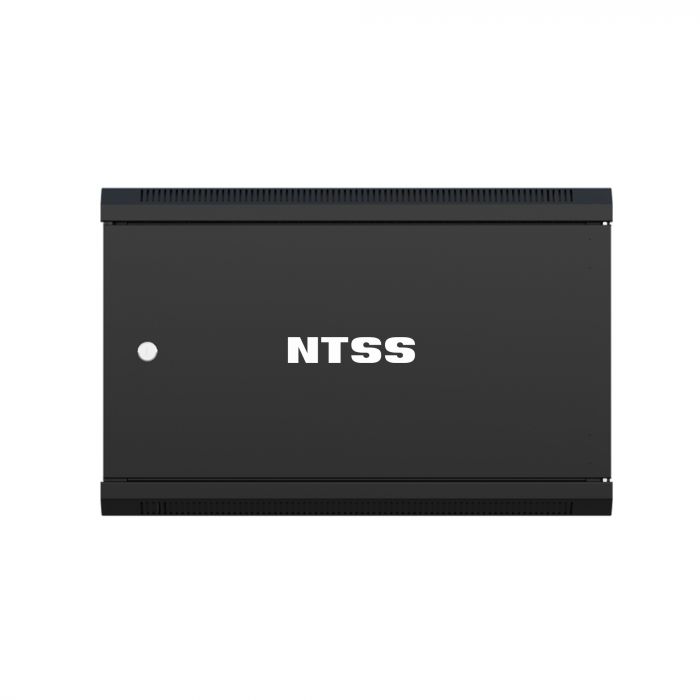 Шкаф настенный телекоммуникационный NTSS W 9U 600х450х500мм, 2 профиля 19, дверь сплошная металл, боковые стенки съемные, разобранный, черный RAL 9005