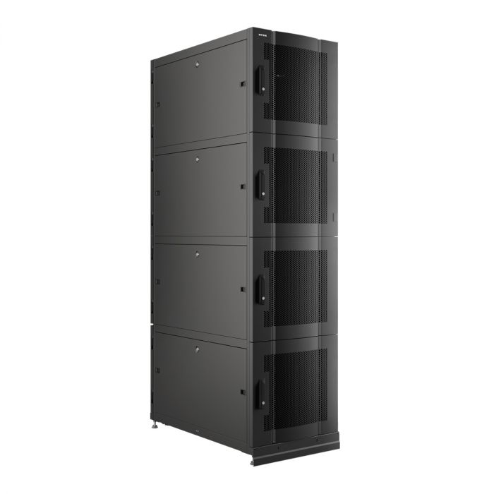 Шкаф напольный серверный NTSS CoDS 42U 750х1070мм, 4 секции по 9U, двойные боковые стенки, панель потолка и пола с щеточными вводами, двери перфорированная и перфорированная двухстворчатая, регулируемые опоры, ролики, черный RAL 9005
