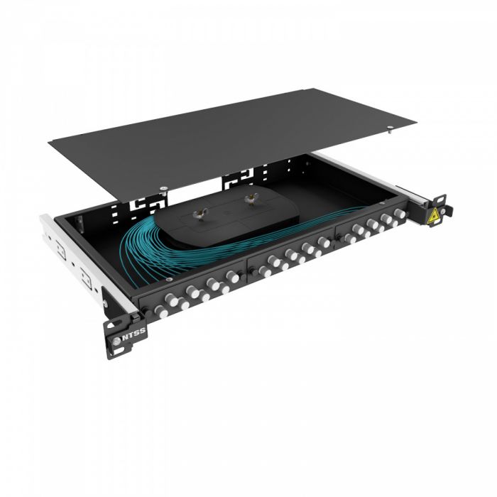 Кросс 19" NTSS PREMIUM выдвижной, предсобранный 1U, 24 порта FC/UPC, 50/125 мкм OM3, черный