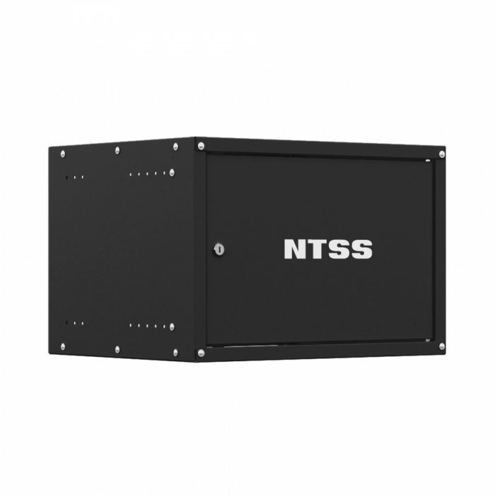 Шкаф настенный телекоммуникационный NTSS LIME 6U 550х350х370мм, 2 профиля 19, дверь сплошная металл, боковые стенки несъемные, разобранный, черный RAL 9005