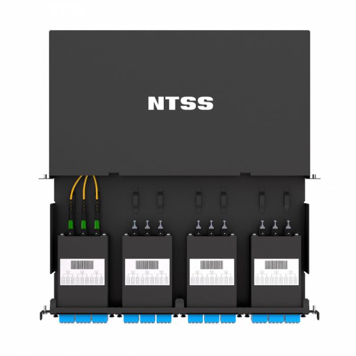 Кросс распределительный стоечный выдвижной 19” NTSS PREMIUM 1U, 4 кассеты MTP, черный