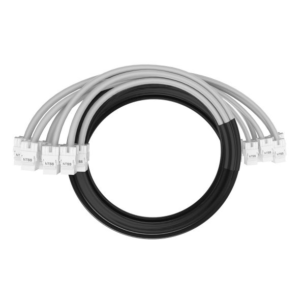 Кабельная сборка NTSS PREMIUM 6pc, UTP CAT6A, оконцована разъемами KEYSTONE RJ45 UTP CAT6A, заделка в чулке, вывод 0.6м, длина 15м, LSZH, серый