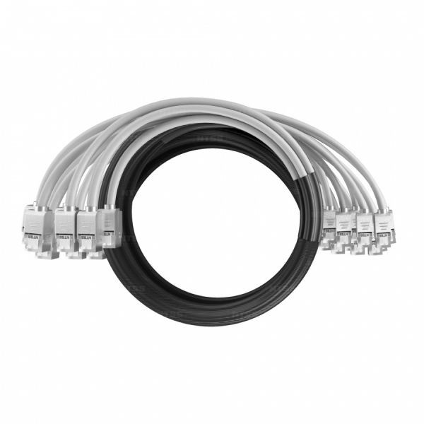 Кабельная сборка NTSS PREMIUM 12pc, FTP CAT6, оконцована разъемами KEYSTONE RJ45 FTP CAT6, заделка в чулке, вывод 0.6м, длина 9м, LSZH, серый