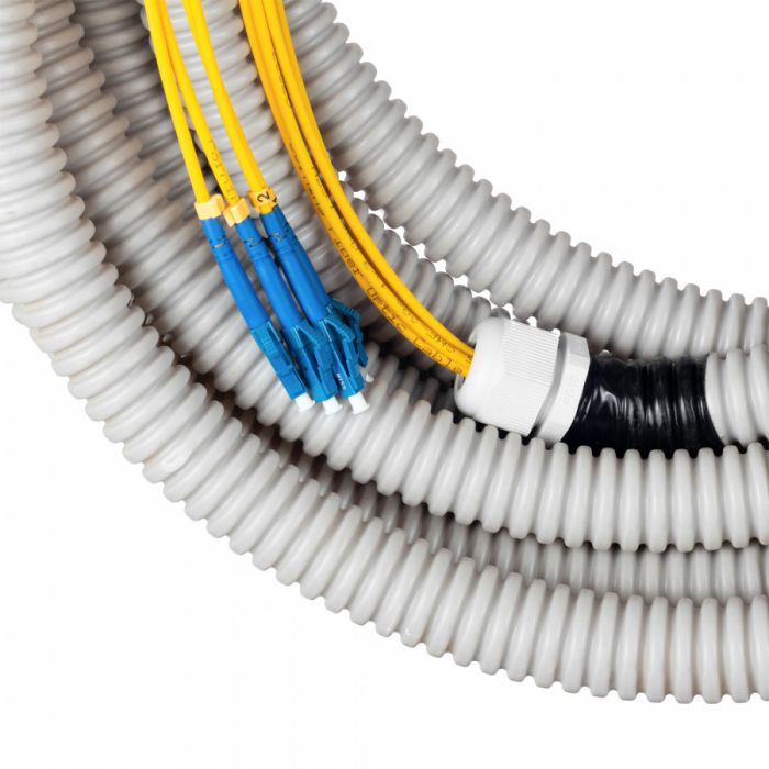 Сборка кабельная NTSS 8ов, LC/UPC-LC/UPC 50/125мкм, длина 50м, вывод 0.4м, буфер 3мм (NTSS-FO-D-IN/OUT-50-8-LSZH) в гофре