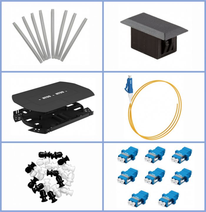 Кросс NTSS оптический 19'' укомплектованный 3U, 96 портов LC/UPC duplex, 9/125 мкм (планки, сплайс-кассета 6шт, пигтейлы, КДЗС, адаптеры) серый RAL 7035
