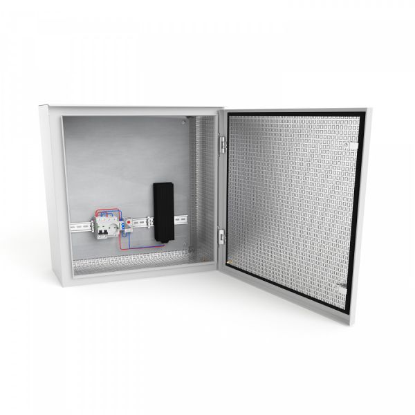 Шкаф настенный климатический NTSS WT 6U (ШхВхГ) 600x400x500 мм, 4 профиля 19, с обогревом 100W, IP55, серый RAL 7035