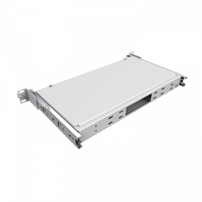 Кросс NTSS оптический выдвижной 19'' частично укомплектованный 1U, 8/16/24 портов FC/ST (планки FC/ST-3шт, планка-заглушка-2шт, сплайс-кассета-1шт) серый RAL 7035