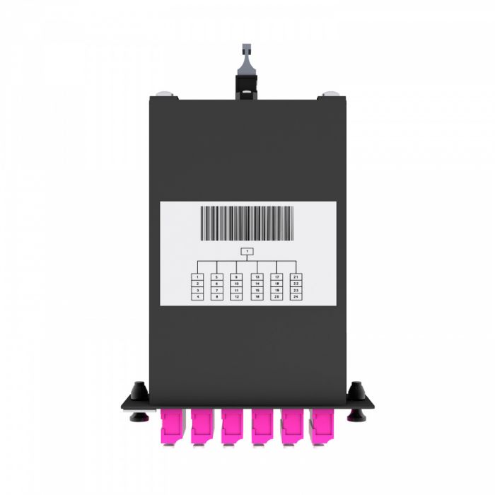 Кассета кроссовая NTSS PREMIUM 1 разъем MTP/UPC (male) 50/125 OМ4, на 24 LC/UPС (6 QLC/UPC), полярность А, черный